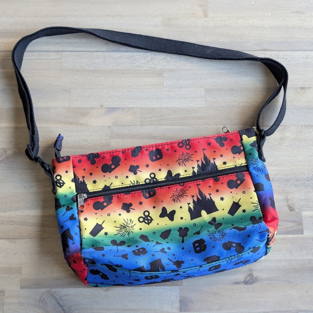 Disney‎ Parks Rainbow Crossbody Castle And Mickey Snacks Bag Purse Ombre